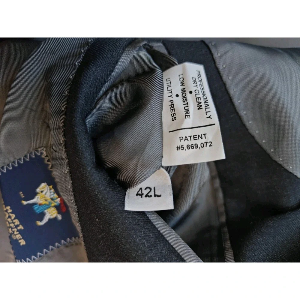 Hart Schaffner Marx Mens Wool Sports Coat 42L Charcoal Black USA Made S601